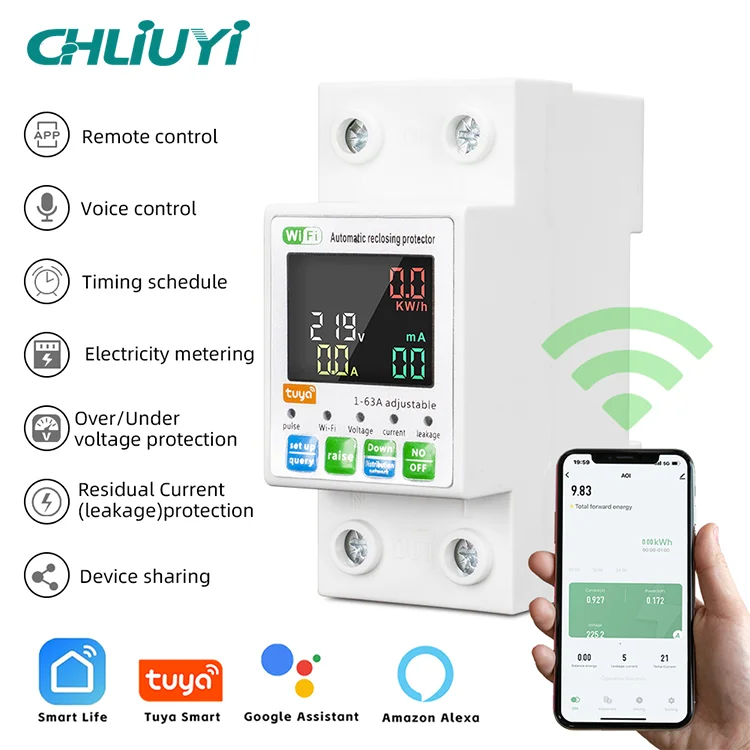 2P Miniature Plastic WiFi MCB Smart Circuit Breaker (1)