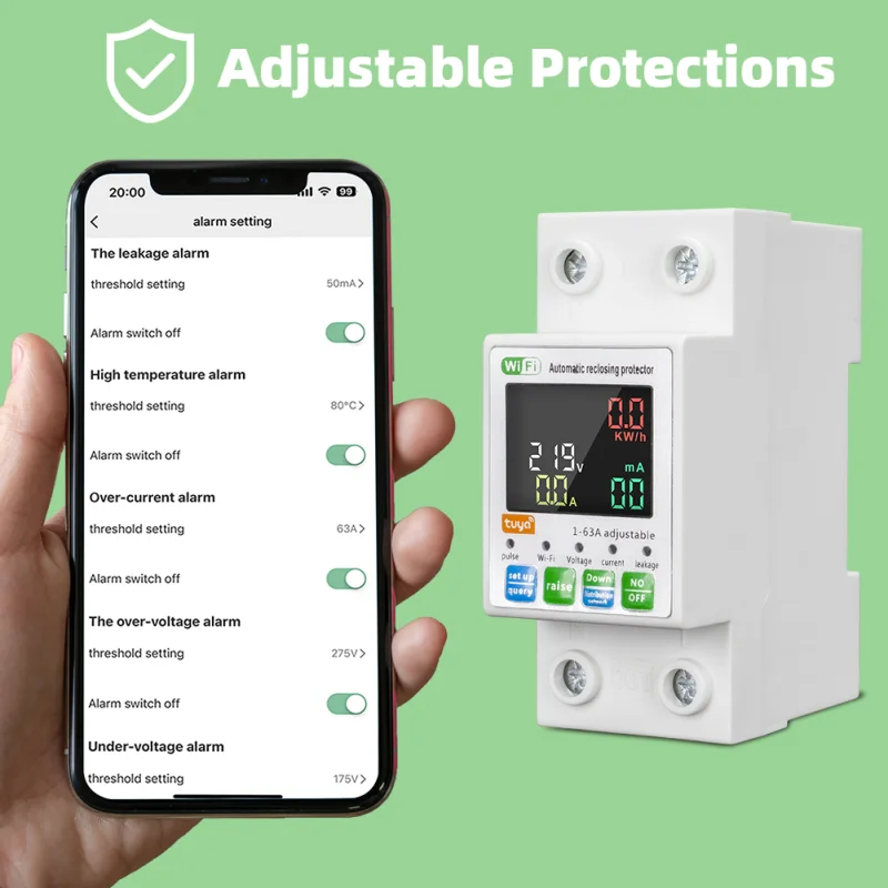 2P Miniature Plastic WiFi MCB Smart Circuit Breaker (5)