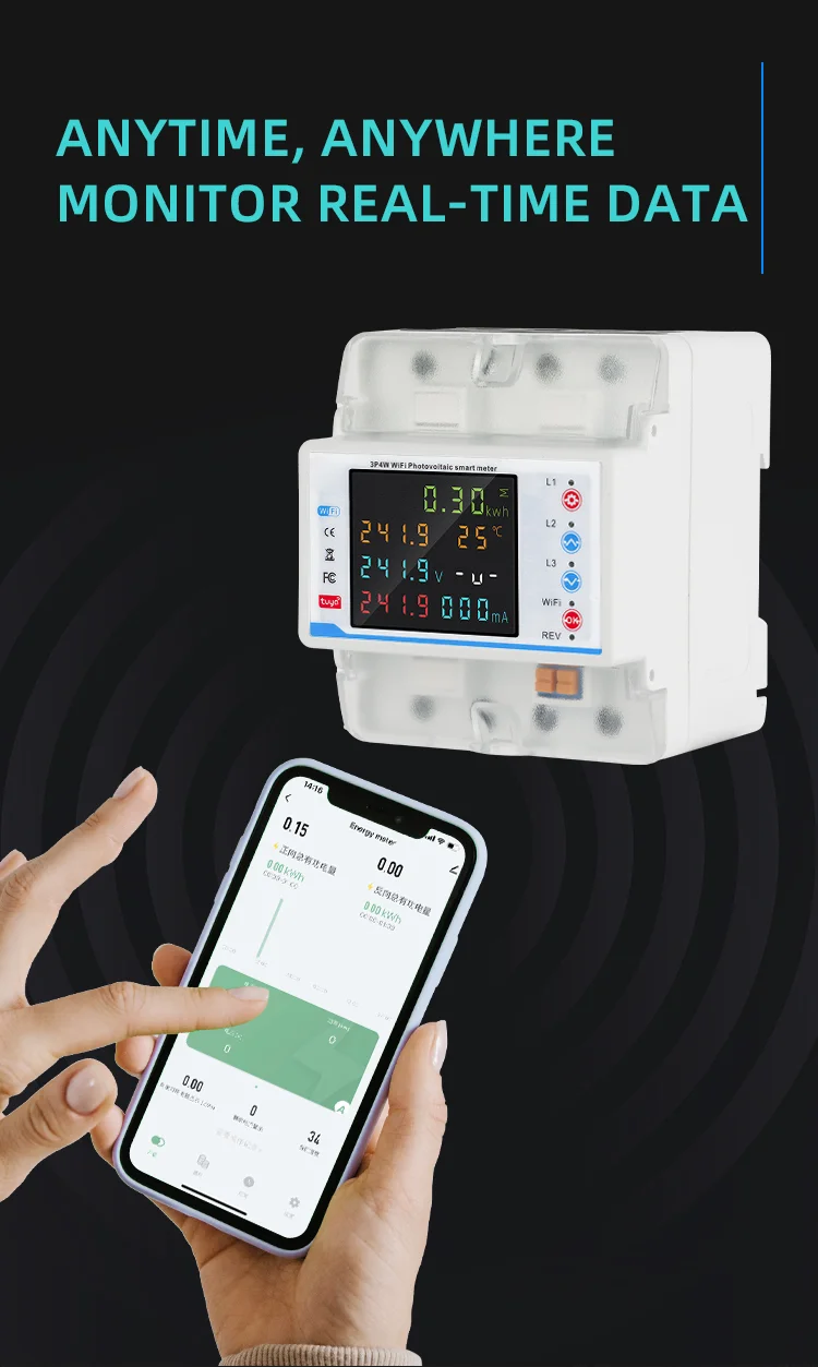 380V 100A Tuya WiFi Smart Four Pole Plastic Circuit Breaker (11)