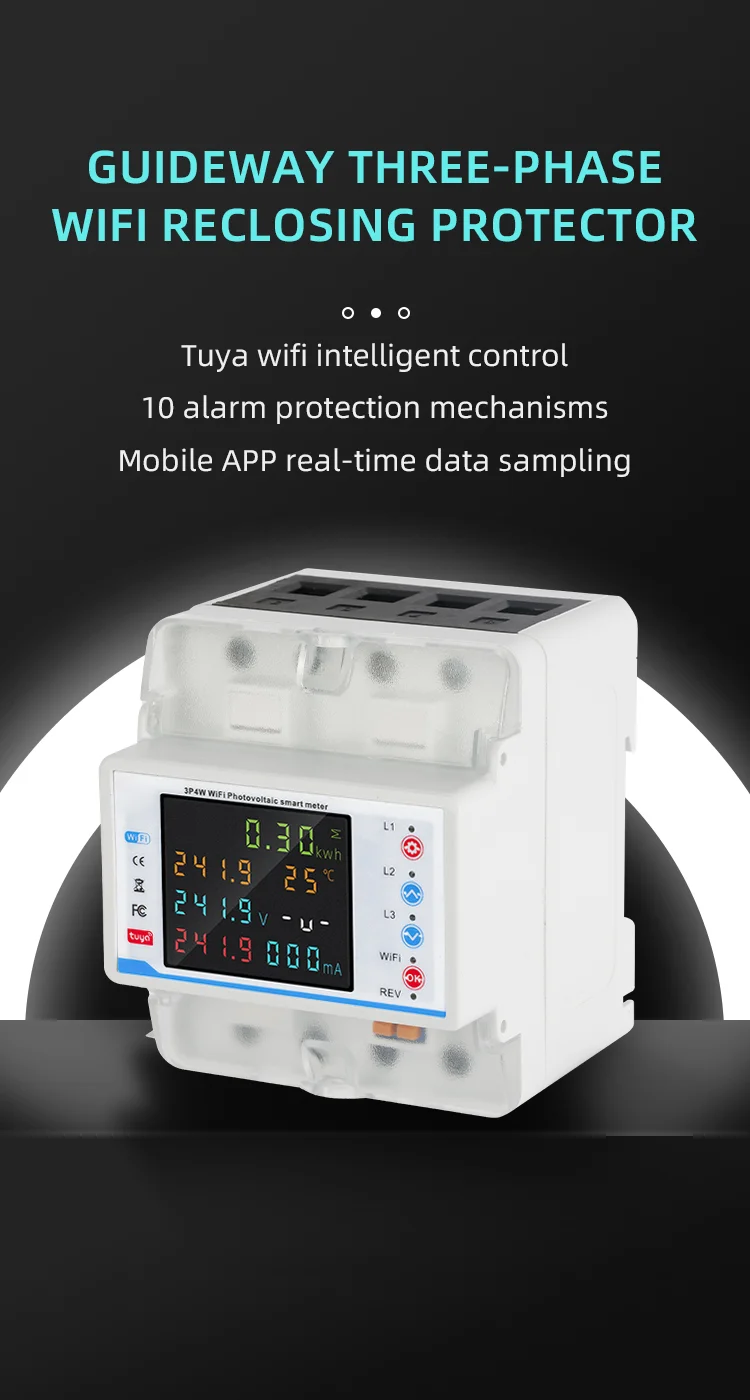 380V 100A Tuya WiFi Smart Four Pole Plastic Circuit Breaker (5)