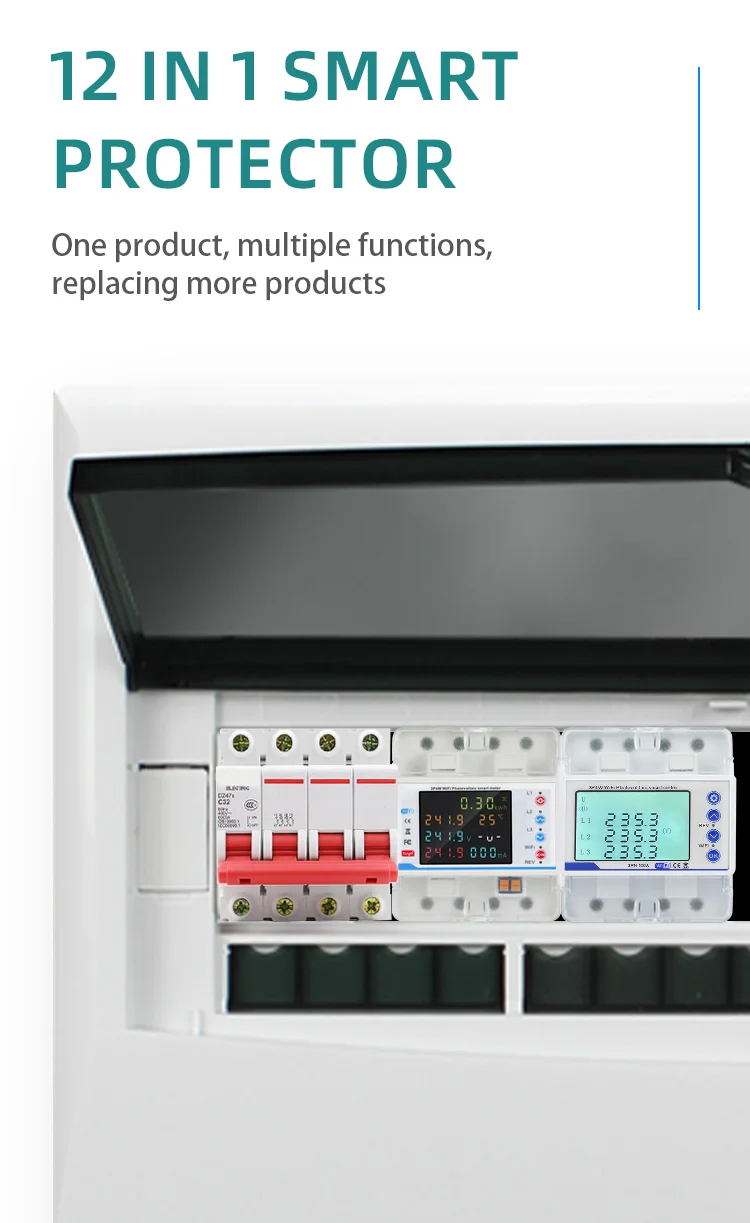 380V 100A Tuya WiFi Smart Four Pole Plastic Circuit Breaker (9)