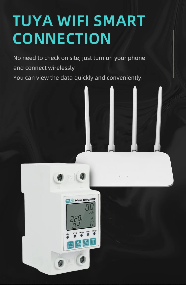 63A Tuya WiFi timer energy power meter smart life smart leakage overvoltage protector plastic relay circuit breaker (11)