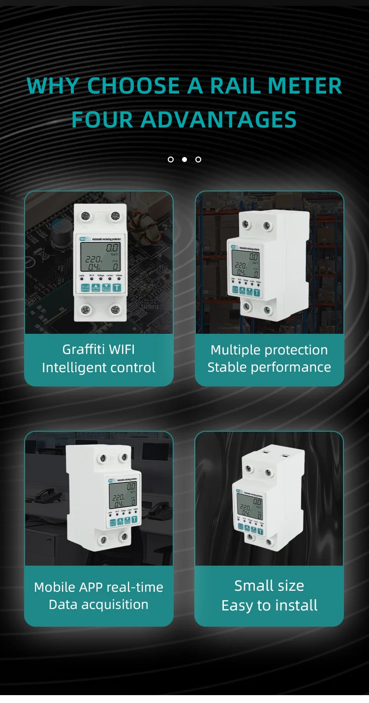 63A Tuya WiFi timer energy power meter smart life smart leakage overvoltage protector plastic relay circuit breaker (6)