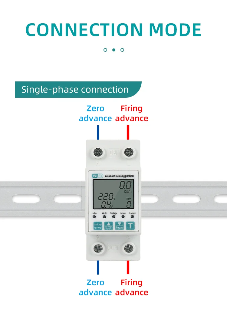 63A Tuya WiFi timer energy power meter smart life smart leakage overvoltage protector plastic relay circuit breaker (7)