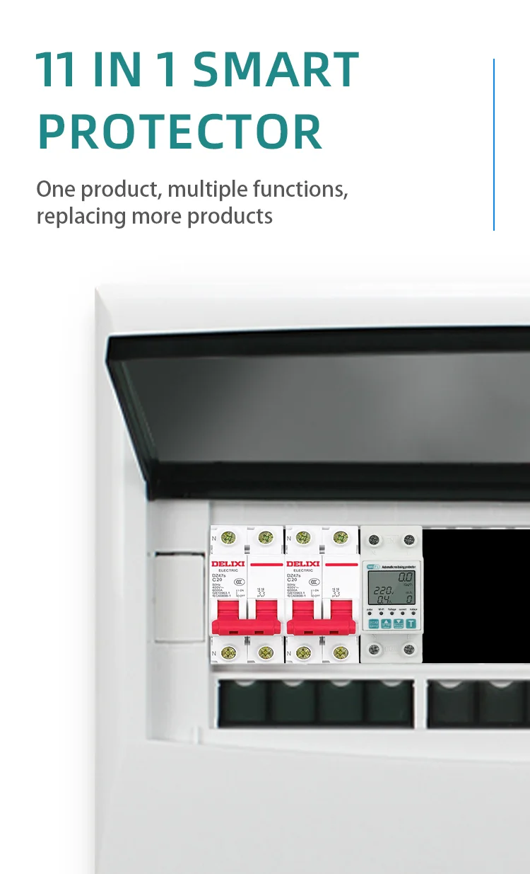 63A Tuya WiFi timer energy power meter smart life smart leakage overvoltage protector plastic relay circuit breaker (8)