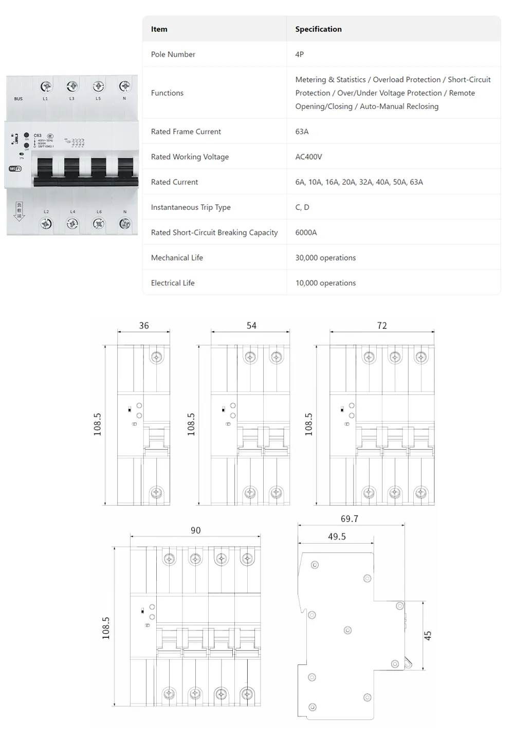 Plastic Intelligent Miniature Circuit Breaker (9)