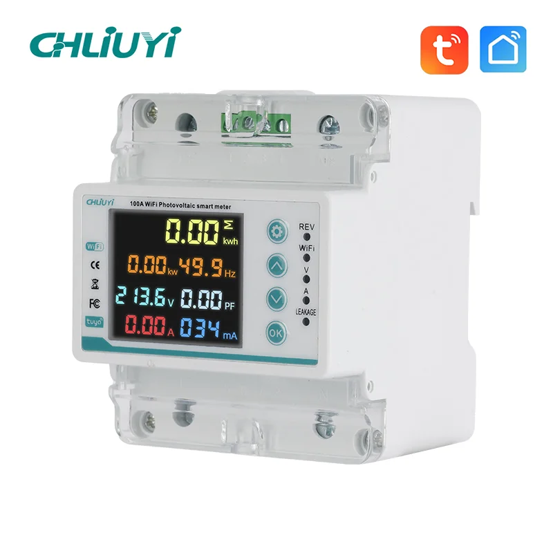 Tuya WiFi Smart Quad Pole Plastic Circuit Breaker Two Way Power Meter (1)