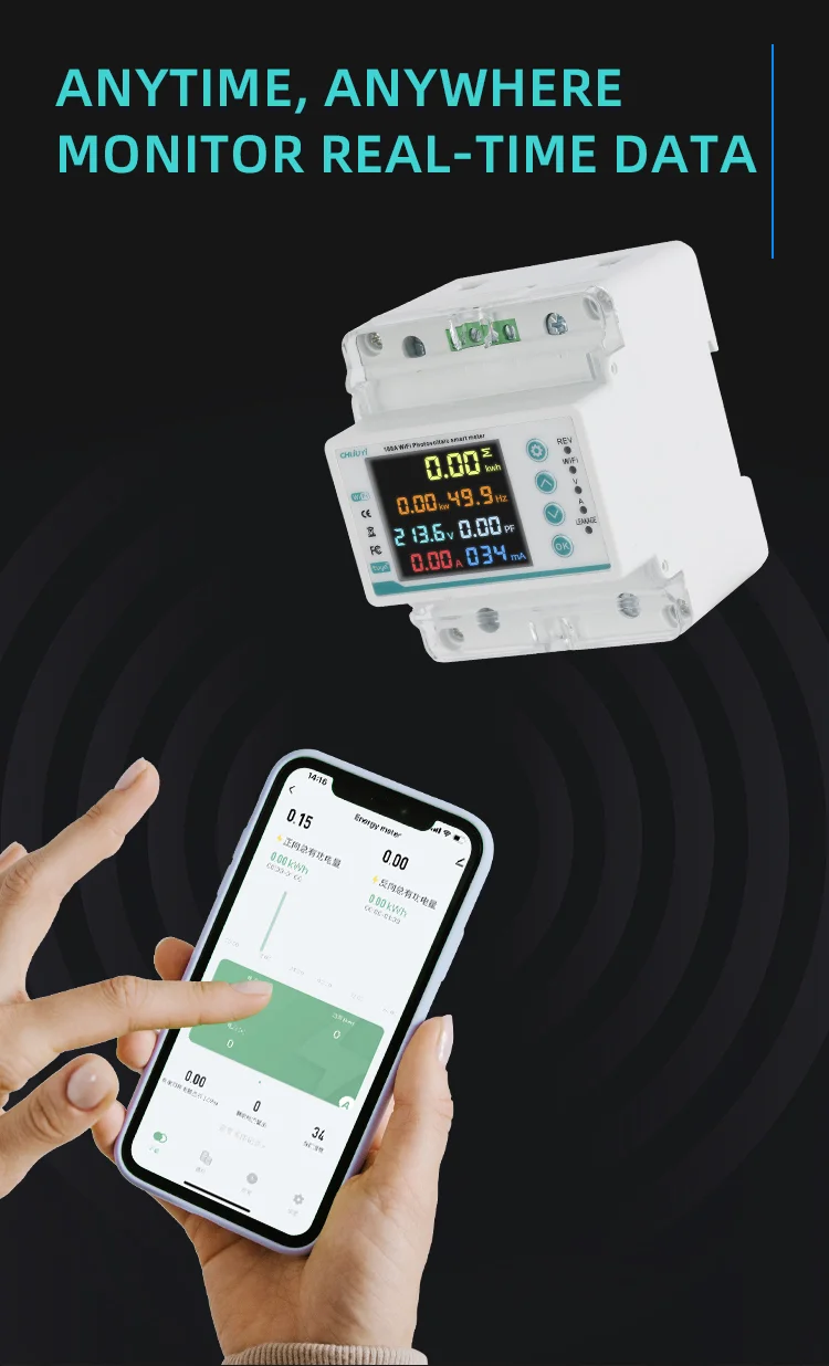 Tuya WiFi Smart Quad Pole Plastic Circuit Breaker Two Way Power Meter (10)