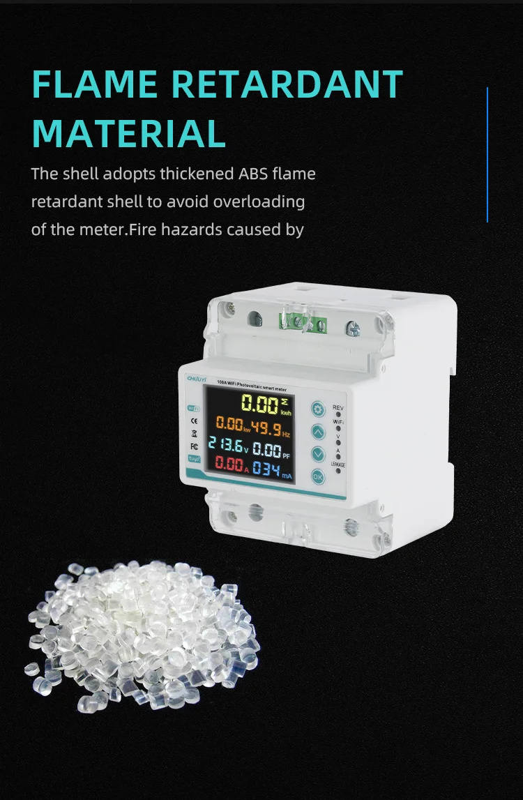 Tuya WiFi Smart Quad Pole Plastic Circuit Breaker Two Way Power Meter (12)