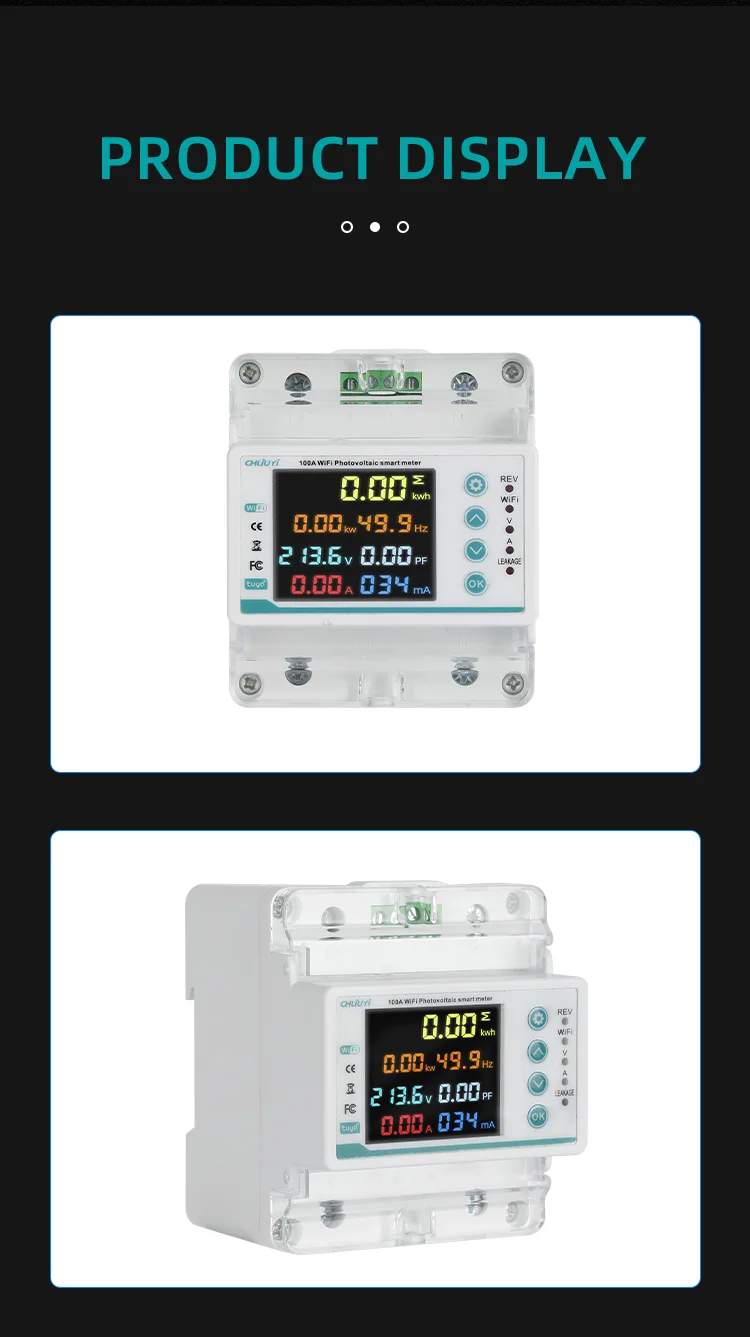Tuya WiFi Smart Quad Pole Plastic Circuit Breaker Two Way Power Meter (13)