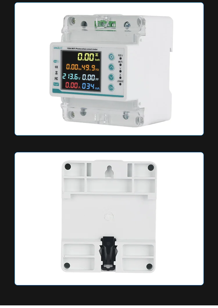 Tuya WiFi Smart Quad Pole Plastic Circuit Breaker Two Way Power Meter (14)