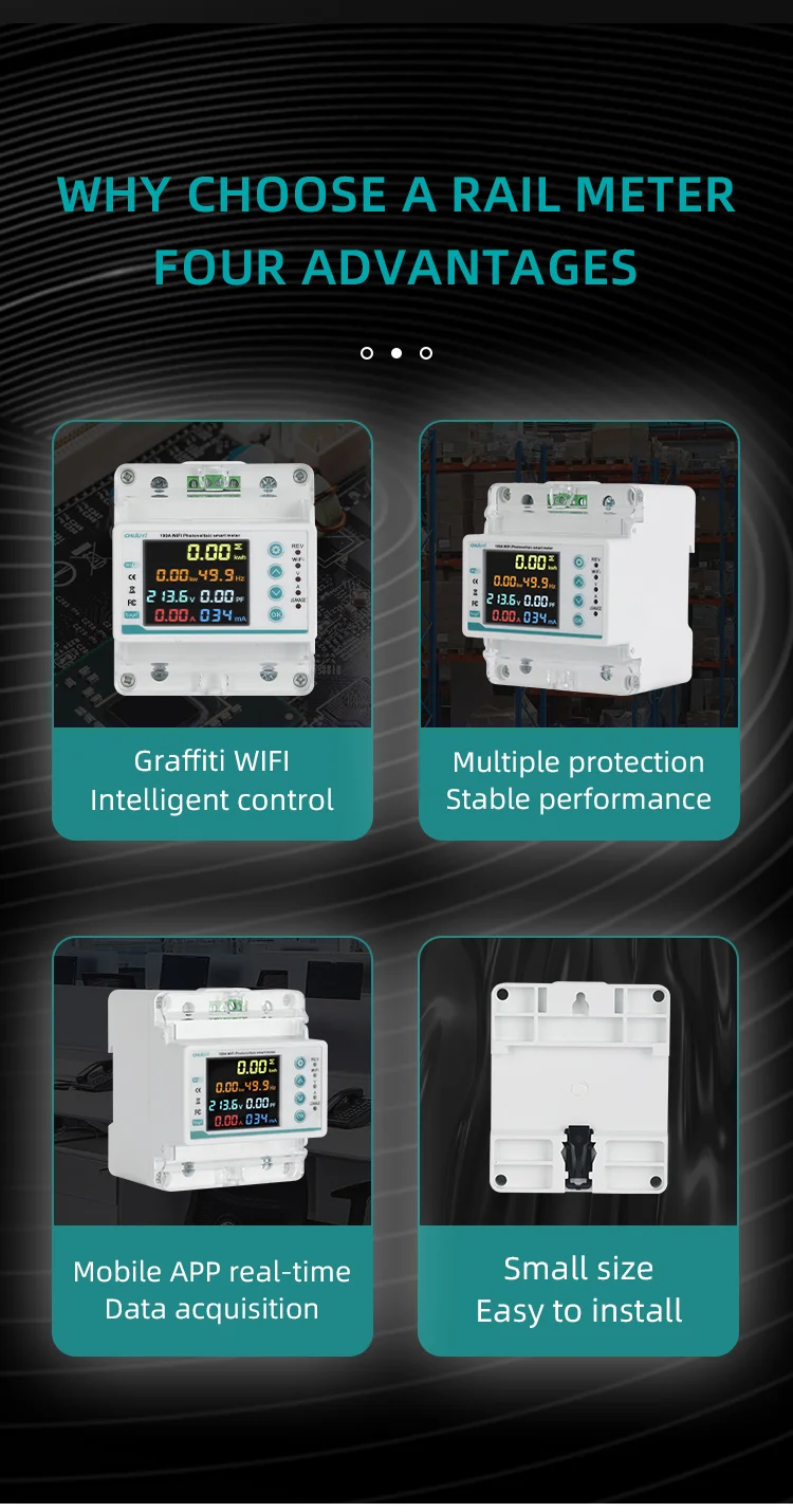 Tuya WiFi Smart Quad Pole Plastic Circuit Breaker Two Way Power Meter (6)