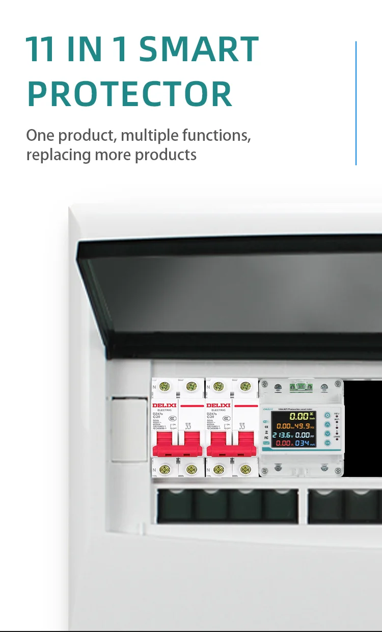 Tuya WiFi Smart Quad Pole Plastic Circuit Breaker Two Way Power Meter (8)