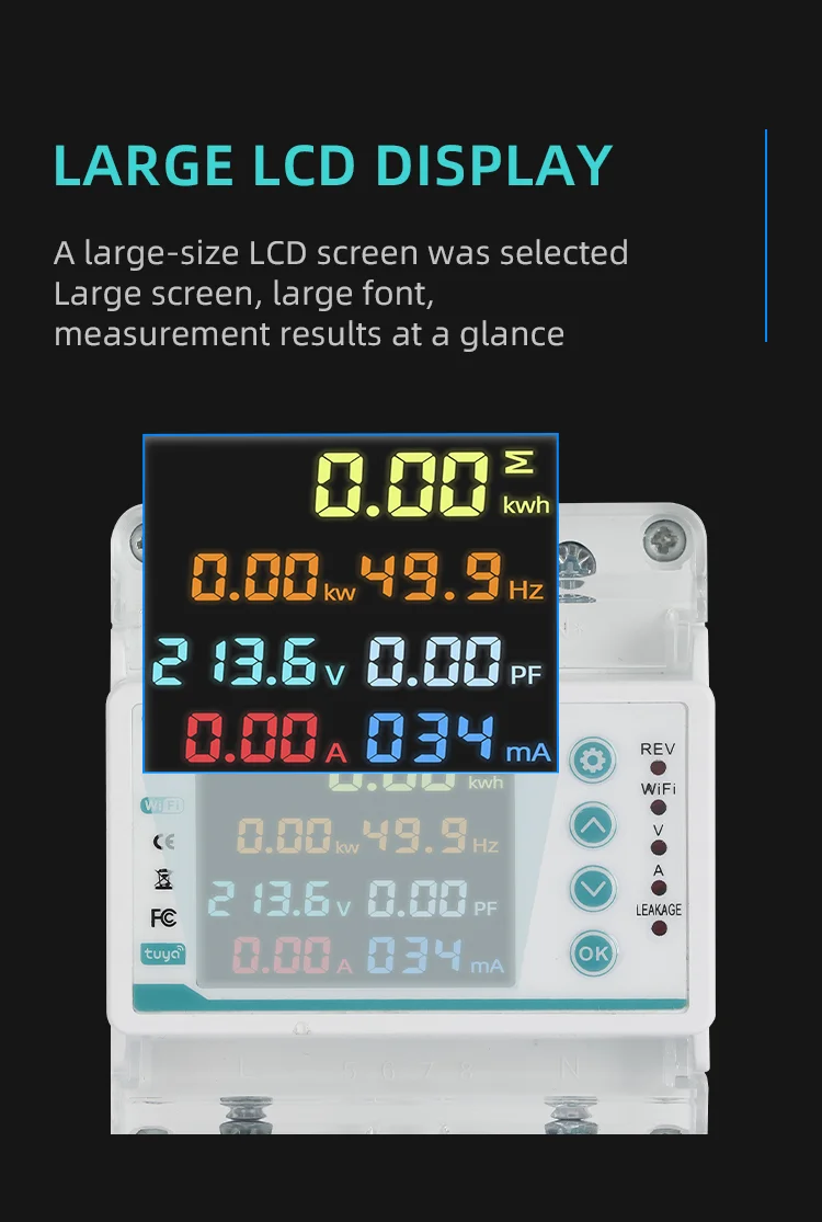 Tuya WiFi Smart Quad Pole Plastic Circuit Breaker Two Way Power Meter (9)