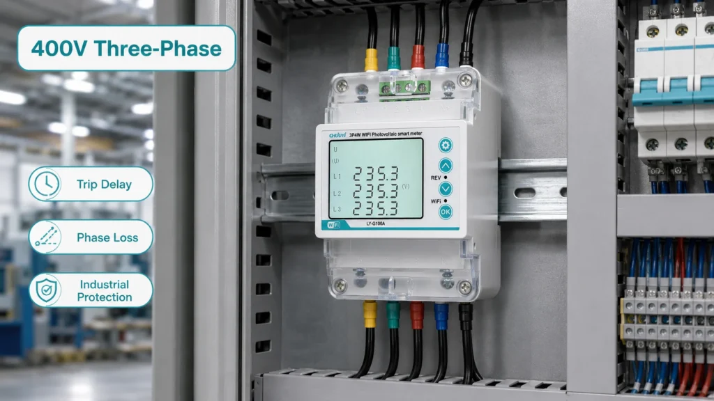 400v three phase voltage protector settings